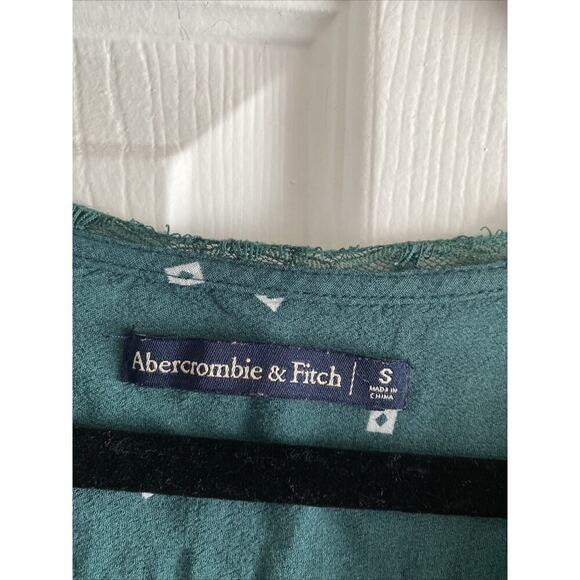 Abercrombie Fitch Women's Small Green Diamond Wrap Top Boho Chic - Picture 2 of 8
